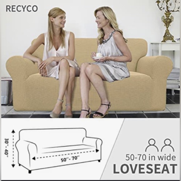 Sofa Cover Stretch Loveseat Cover Sofa Slipcover Protector for Loveseat, Beige - Picture 7 of 10
